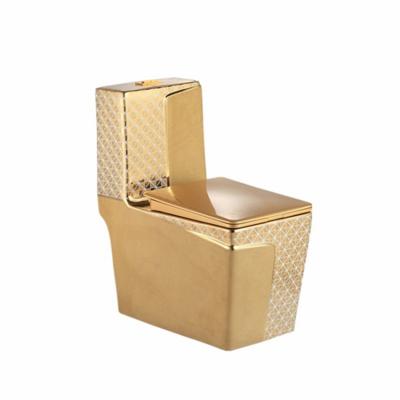 China Wholesale Price Chinese Double-Flow Factory Wc Ceramic Color Gold Color One-Piece Toilet For Sale for sale