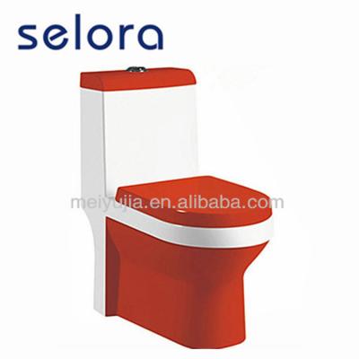 China Double-Flow White Red Mixed Toilet Bowl One Piece Lavatory Closet With Flushing Flush for sale