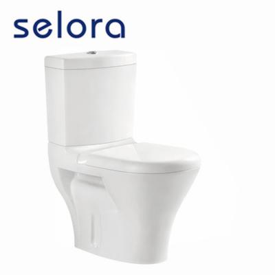 China Double-Flow Cheap Porcelain Ceramic Siphonic Toilet Bowl With Unique Two Piece Design Water Tank WC for sale