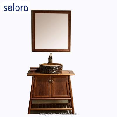 China Retro Texture Eco - Friendly Wood Grain Antique Bathroom Vanity For Deck Basin for sale