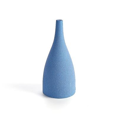 China Handmade Rose Stocked Gray Vases Ins Simple Ceramic Green-blue Matte Flower Vase Ceramic by Morandi Porcelain New Arrival for sale