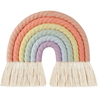 China Large Home Wall Hanging Art Rainbow Macrame Decor Nursery Kids Room Home Decor for sale