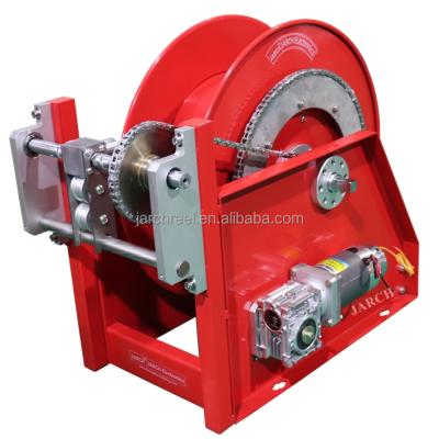 China The telecommunication fiber optic cable reel electric motor cables winder 12v 24vdc reel drum for sale