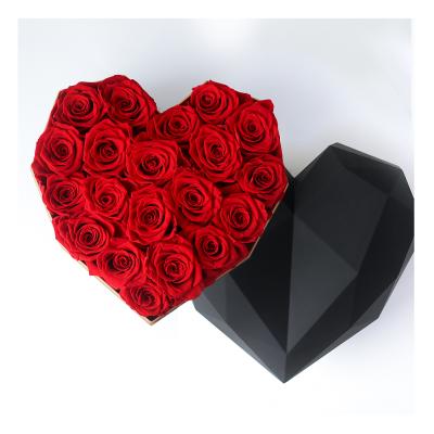 China Rose preserved valentine's day gift heart box preserved flower heart preserved rose in heart shape box for sale