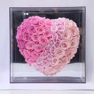 China Natural Fresh Rose With Stem Natural Fashion Gift Box Flowers Surprise Acrylic Gift Box Preserved Rose Saint Valentine's Day Gift for sale