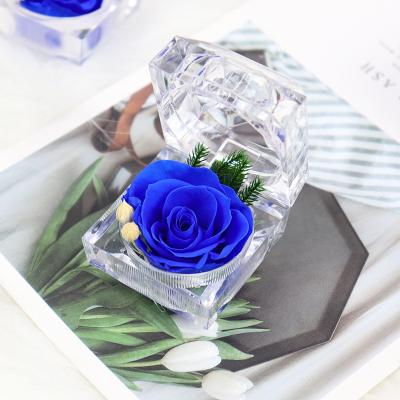 China Immortal Novelty Gift Engagement Flower Ring Box Rose Ornaments Romantic Valentine's Day Creative Gift For Girlfriend for sale