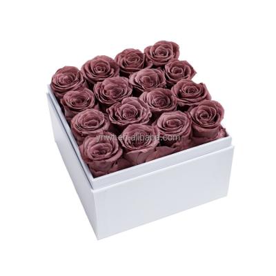 China Home Decoration Wholesale Roses Preserved Durable Square Eternal Flower Preserved Rose In Box for sale