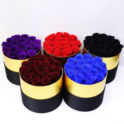 China Luxury Wholesale Real Touch Dried Eternal Long Lasting Stabilized Flower Head Preserved Rose In Box for sale