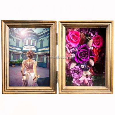 China Home Decoration Flower Photo Frame 6 Inch 7 Inch 10 Inch High Quality Small Flower Inlaid Diamond Metal Photo Frame for sale