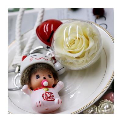 China Romantics Factory Wholesale Preserved Beautiful Flower Key Chain Flower Rose Acrylic Key Chain for sale