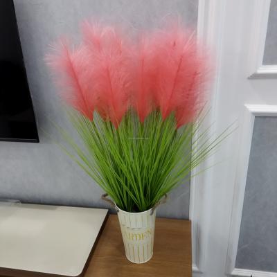 China Real romantic ribbon satin reed bouquet dried flowers foxtail fake reed large high-end decoration simulation for sale