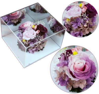 China Real romantic preserved Rose Perfect gift home decoration handmade durable hualai preserved roses in acrylic box for sale