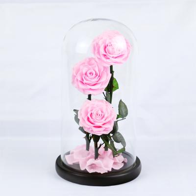 China Artificial Flower Home Rose Gift Best Decor/Gift Girlfriend Valentine's Day Birthday Gift Colorful Flower in Glass Dome for sale