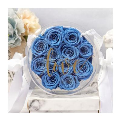 China Natural Fresh Rose With Stem Wedding Anniversary Valentine Day Gift Real Preserved Natural Flowers Rose In Dome for sale