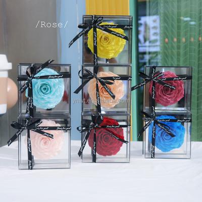 China Natural fresh rose with gift box heart shape love flowers stem 2021 natural luxury preserved luxury valentine for sale