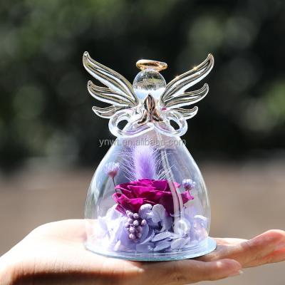 China Good Quality Fashional Rose Eternal Handmade Preserved Flowers Economic Cheap Glass for sale