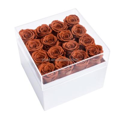 China Home Decoration Manufacturer Customized White Square Flower Box For Preserved Roses for sale