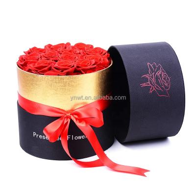 China High Quality Gift A Grade Stabilized Roses Flower Preserved Eternal Rose In Round Box Durable Mini Preserved Rose for sale