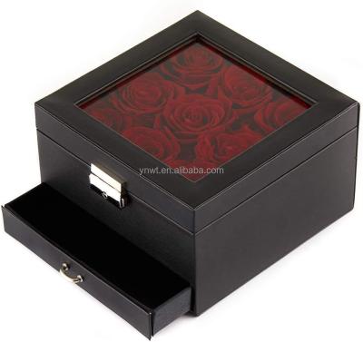 China Real romantic preserved Christmas and wedding etc. Rose Valentine's Day Anniversaries Birthdays Thanksgiving Preserved Roses Jewelry Box for sale