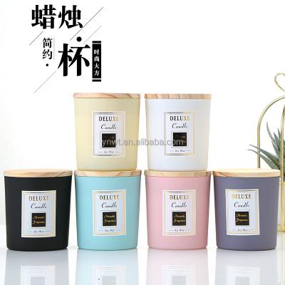 China Wholesale home decoration factory price candle jar, wedding candlestick fancy candle jars with wooden lids for sale