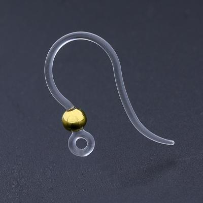 China Fashionable Hypoallergenic Earring Hook Plastic Resin Earring Wire With Gold Ball for sale