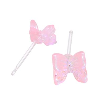 China Little girl CLASSIC stud earrings niche stud earrings for women shinning pink resin ear clips butterfly earrings for sale