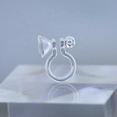 China New come fashionable 4mm and 5mm rhinestone cup medical invisible plastic earrings for sale