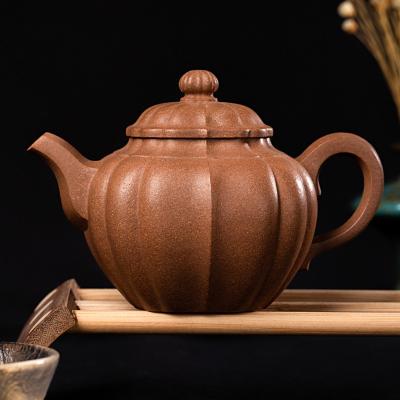 China Sustainable Semi Handmade Square Diamond Flowers Purple Yixing Clay Teapot 006 for sale