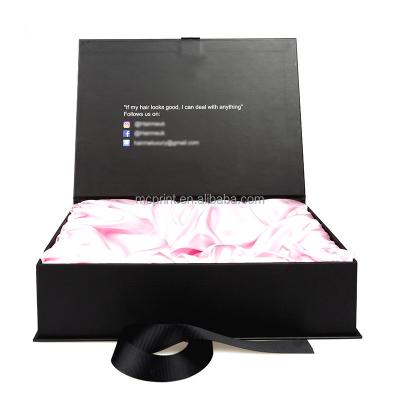 China Wholesale Recyclable Luxury Hair Wig Packaging Closure Logo Magnetic Gift Box Custom Black Box Package for sale