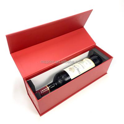 China Wholesale Price Handmade Red Magnetic Gift Box Simple Red Wine Bottle Gift Packaging Box for sale