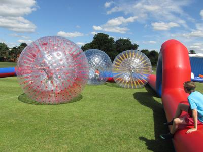 China Grass Red Cord Inflatable Zorb Ball Inflatable Human Hamster Ball 2.8m x 1.8m Dia for sale