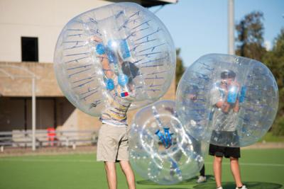 China Red / Blue / Orange Inflatable Bubble Ball Soccer 1.00 Mm TPU Buddy Bumper Ball for sale