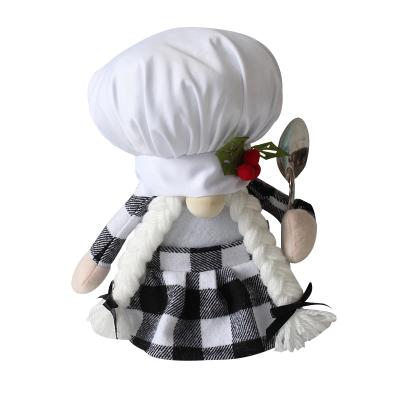 China New head of black and white plaid cloth dwarf doll faceless dollhouse decoration 2pcs/set for sale