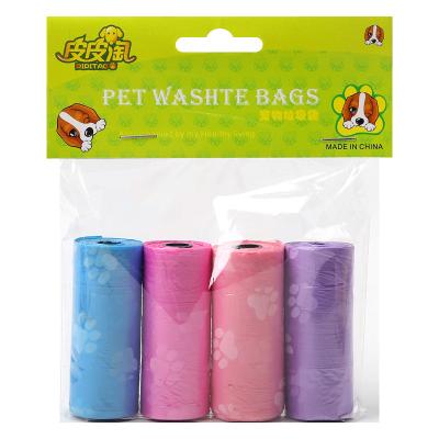 China 4Rolls Stocked 60pcs Printing Pet Supply Cat Dog Poop Bags Outdoor Waste Bag for sale