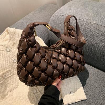 China Fashion RU Underarm Bag Wholesale Price Winter PU Leather Women Stitched Bags Women Shoulder Bag for sale