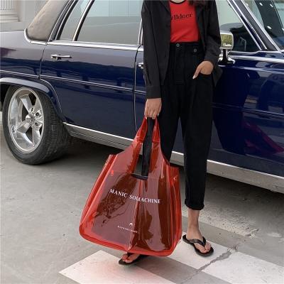 China Eco-friendly Clear RU Pvc Supermarket Shopping Bag Women's Clear PVC Handbag Eco-Friendly Transparent Elegant Bag for sale