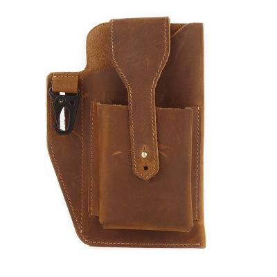 China Retro RU Wallet RU Belt Waist Bag Multifunctional Anti-theft Tool Holster Wallet Sports Running Outdoor Mobile Phone Leather Waist Bag for sale