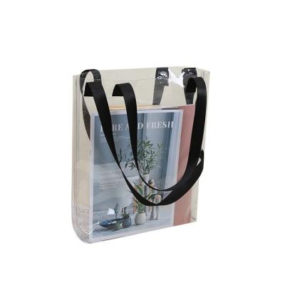 China RU Bag High Quality Shop PVC Fashion Tote Bag Folding Clear Bookcase Bag Transparent for sale