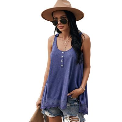 China Anti-wrinkle spring and summer women's casual blouse sleeveless solid bottom loose top different colors for choice for sale