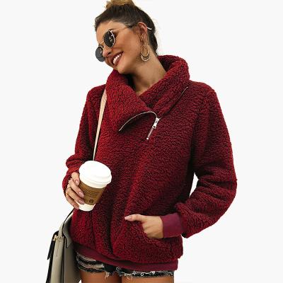 China Anti-pilling Autumn Winter Sleeve Pocket Pullovers Zipper Sweatshirts Hoodie Sweatshirt Long Loose Hooded Women Coats for sale