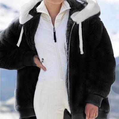 China Women's Fleece Thick Warm Soft Winter Zipper Coat Breathable Hooded Jacket Outwear Jackets With Pockets for sale