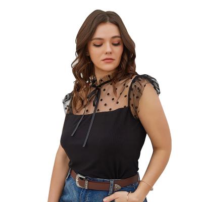 China Anti-wrinkle 2021 Summer News Wholesale Mesh Plus Size Office Causual Women's Blouse for sale