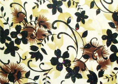 China Beautiful Floral Flocked Fabric , Mattress / Toy / Clothes Fabrics for sale