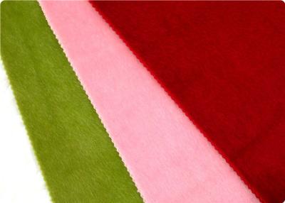 China Hand Feel Flocked Upholstery Fabric Green / Pink / Red Velvet Fabric for sale