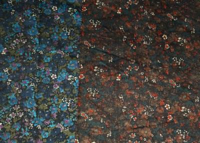 China Blue And Brown R/C Printed Stretch Velveteen Fabric 32/2*16+70D for sale