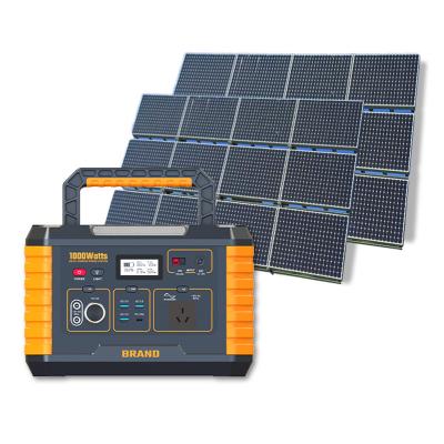 China Usb 270000mah Cordless Charging Type C DC AC Solar Lithium 1000w Portable Power Station With Solar Panel For Outdoor Camping for sale