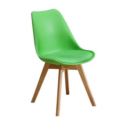 China Modern Plastic Chairs Dining Restaurant Furniture Beech Wood Legs PP Plastic Dining Chairs With PU Cushion for sale