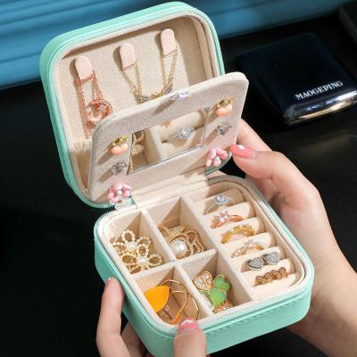 China Simple European American Retro Portable Travel Jewelry Storage Box Jewelry Organizer Display Travel Jewelry Case Double Box Storage for sale