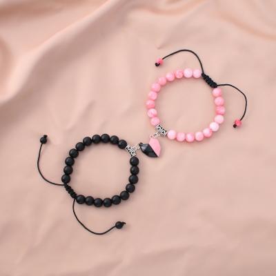 China FASHIONABLE Colorful Elastic Heart Couples Bracelet Magnetic Heart Bracelet Jewelry For Kids Women for sale