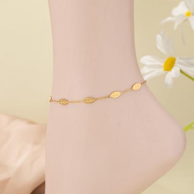 China Wholesale Anklets TRENDY Jewelry Trendy Anklets Waterproof 18k Gold Plated Stainless Steel Leaf Charms Anklet Chain for sale